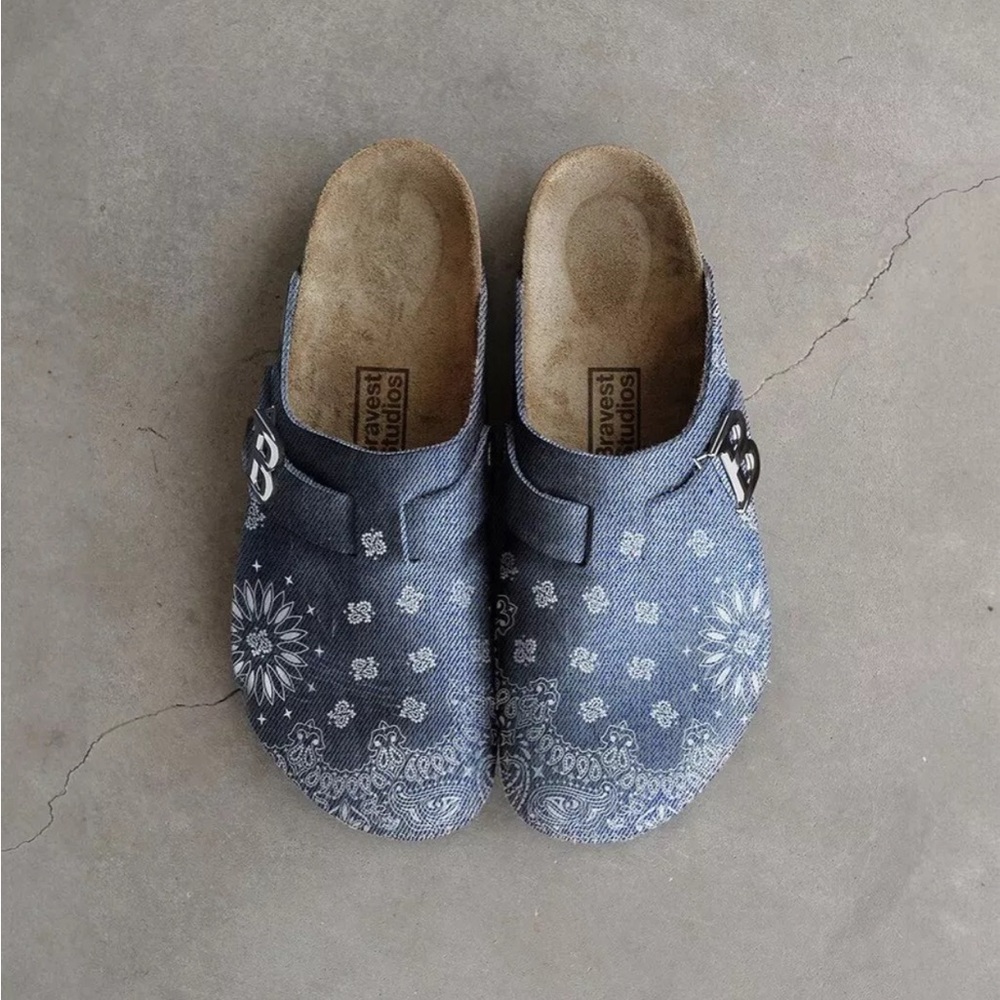 Bravest Studios Denim Mules ‘Paisley’ SIZE 12 MENS